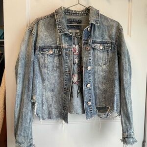 Only Blue Cropped Jean Jacket Vintage Style
